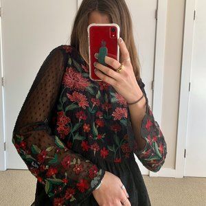 Black embroidered blouse